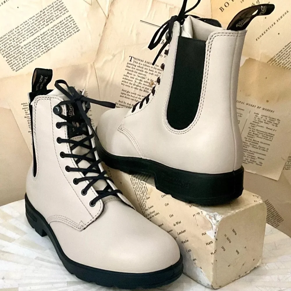 Blundstone #2324 Orginals Lace Up Boot Oat Ivory Black Trim - Picture 7 of 11